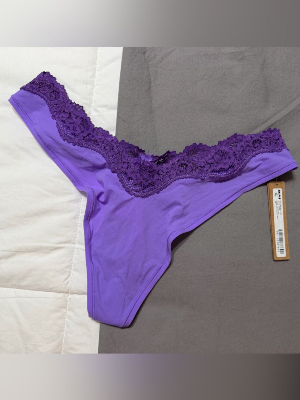 SKIMS Violet Lace-Trim Bikini Panty